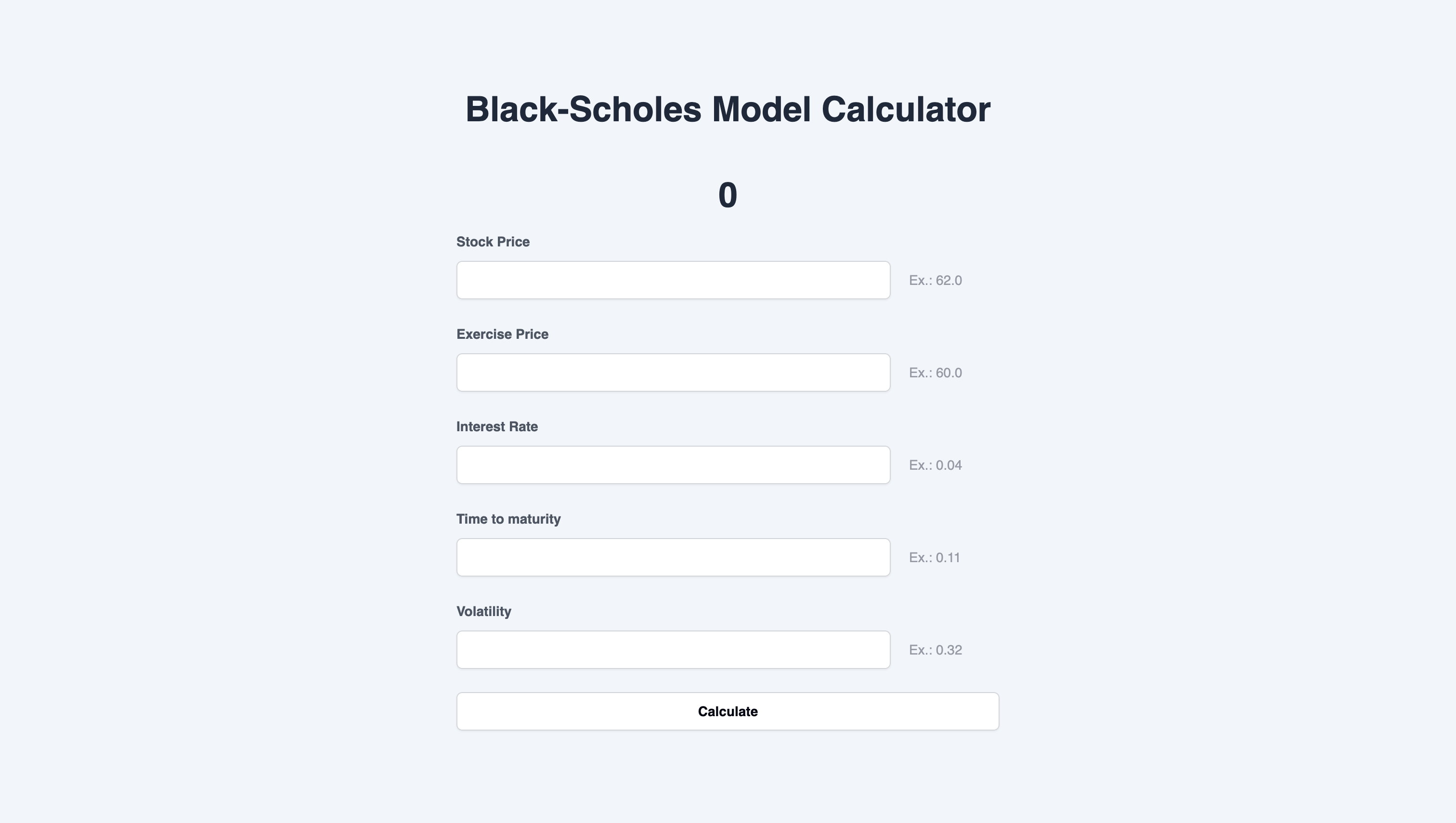 Black-Scholes Model Calculator